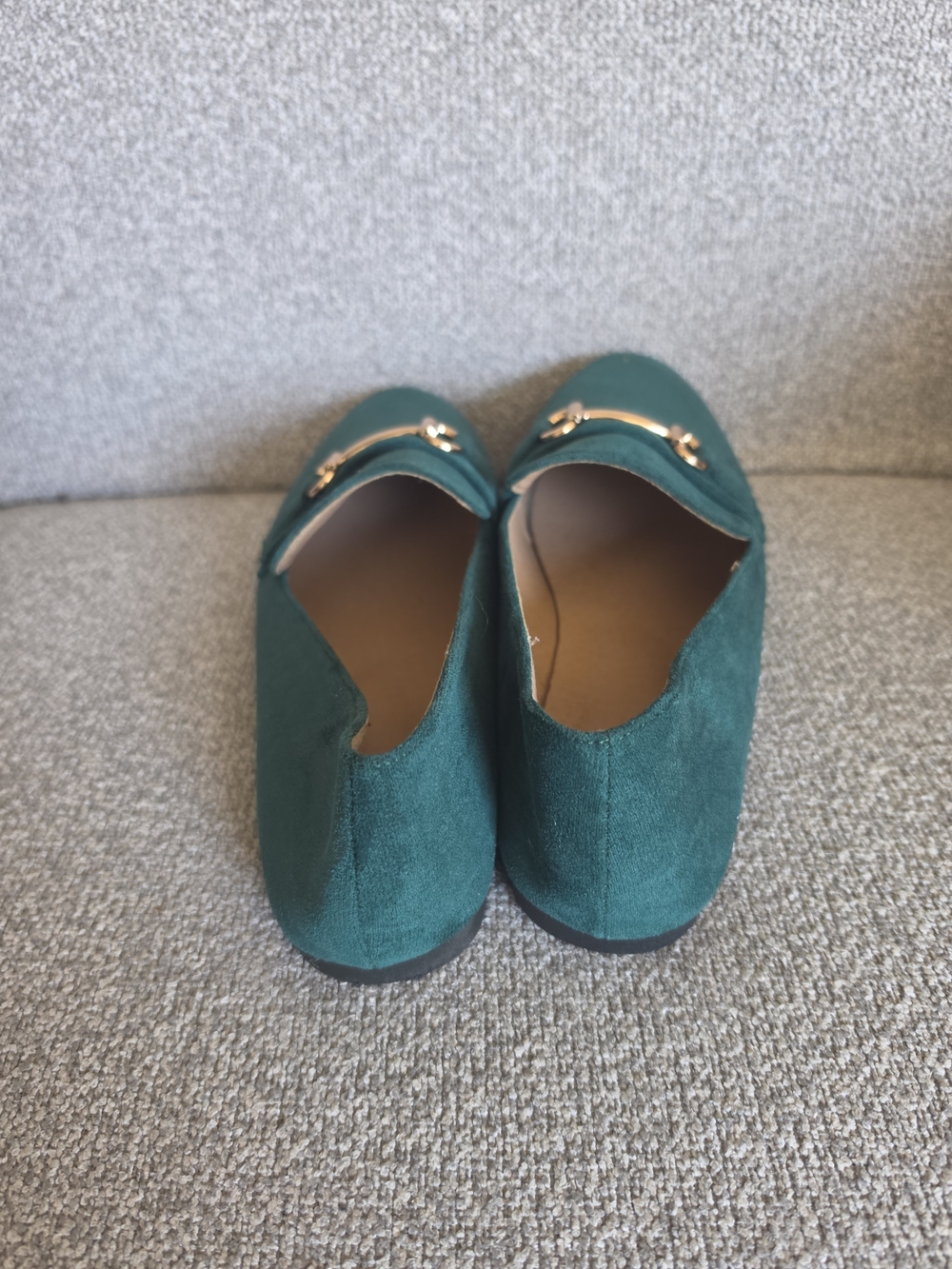 Faux Suede Loafers Green Gold Sz 41 - Picture 4 of 6